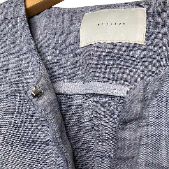 Allrow Blue Linen Cotton Blend Scalloped Sleeve Blouse Size Small - Picture 7 of 12